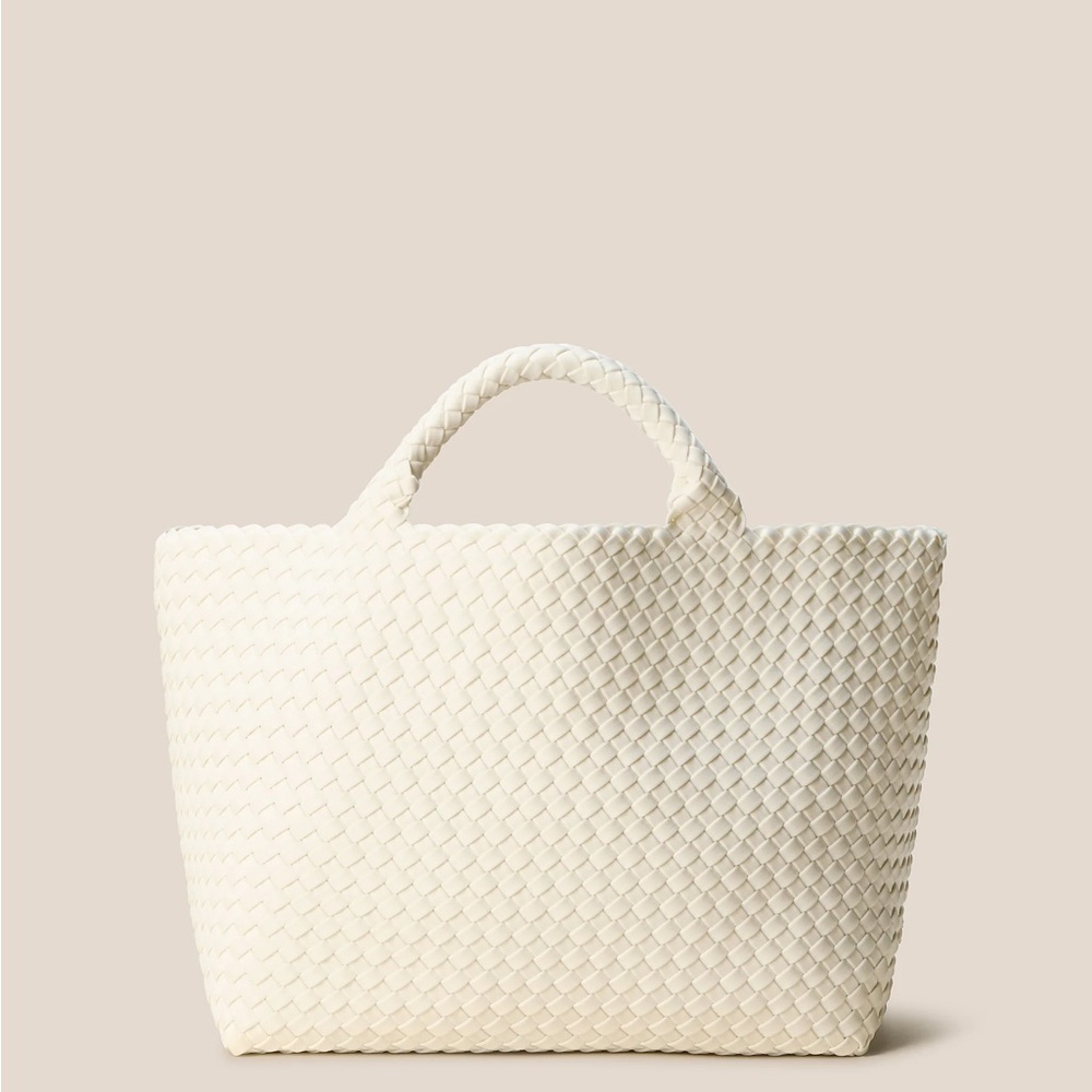 Naghedi Cream Medium Woven Tote Bag